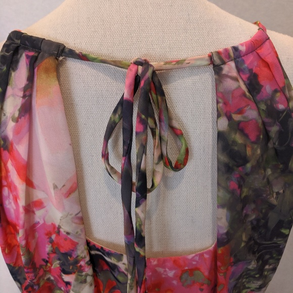 Maggy London Pink Floral Maxi Dress Tie in Front - Picture 3 of 6